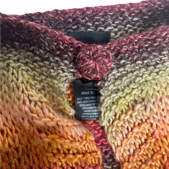 NEW Anna Sui Ombré Hand Crochet Poncho in Rainbow OS - Picture 8 of 12